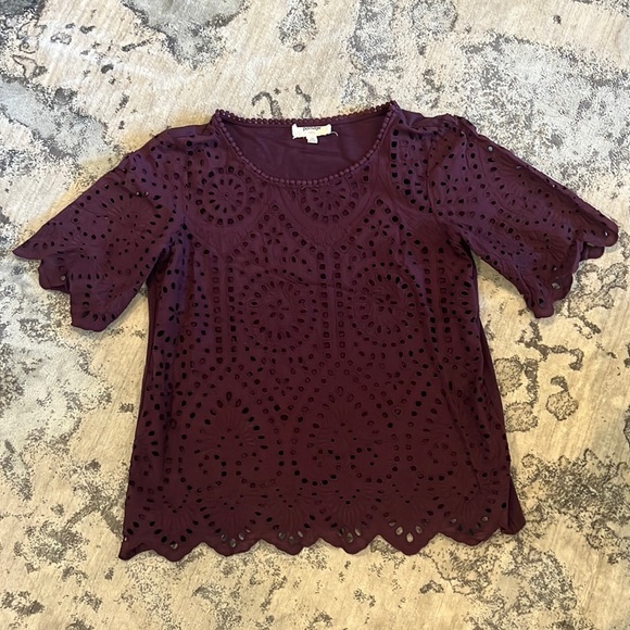 Anthropologie Tops - Anthropologie Porridge purple Eyelet top
